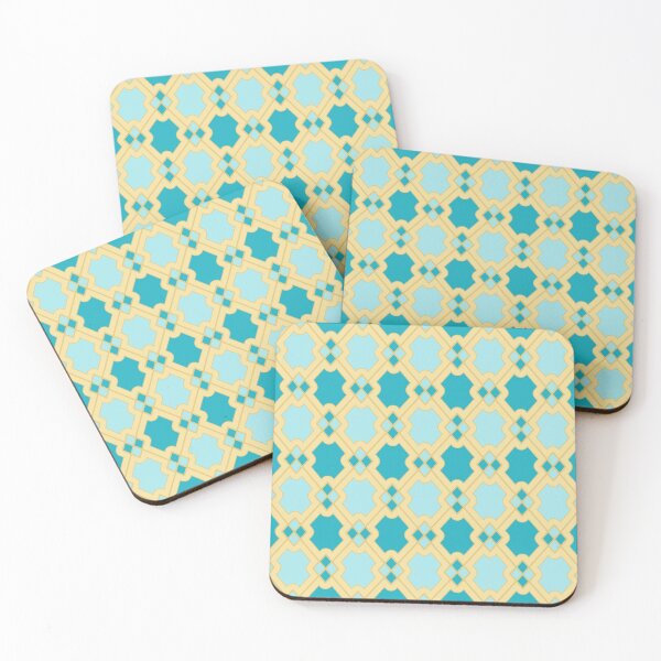 Item preview, Ar deco turquoise blue and gold geometric pattern designed and sold by Osting.