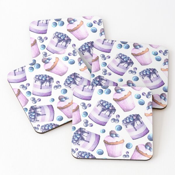 Item preview, Watercolour Blueberry cakes pattern designed and sold by Delicarte.