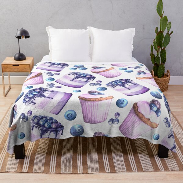 Item preview, Watercolour Blueberry cakes pattern designed and sold by Delicarte.