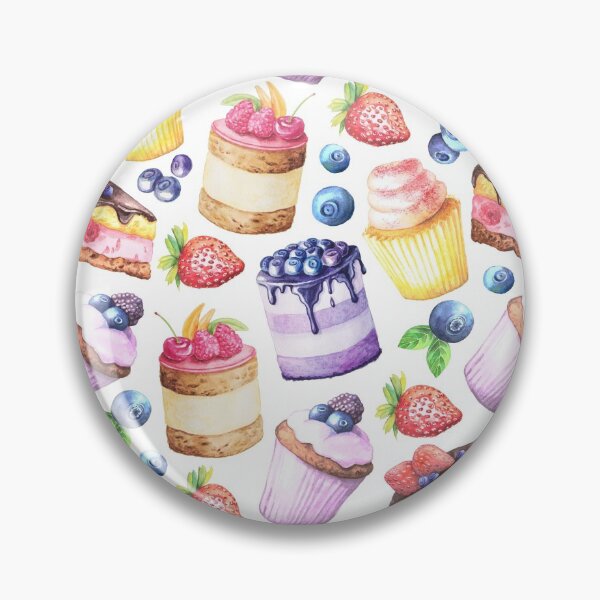 Item preview, Watercolour Blueberry and Strawberries cakes pattern designed and sold by Delicarte.