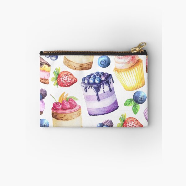 Item preview, Watercolour Blueberry and Strawberries cakes pattern designed and sold by Delicarte.