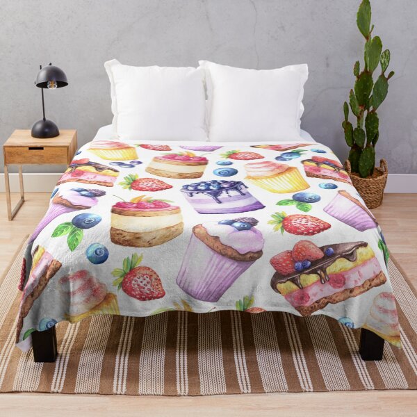Item preview, Watercolour Blueberry and Strawberries cakes pattern designed and sold by Delicarte.