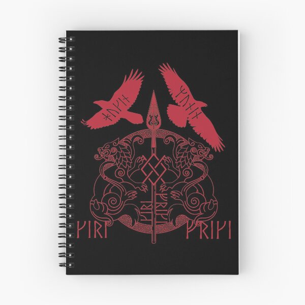 Item preview, Norse Mythology Spear of Odin Red Gungnir Runes Geri Freki Huginn Muninn designed and sold by BluePagan.