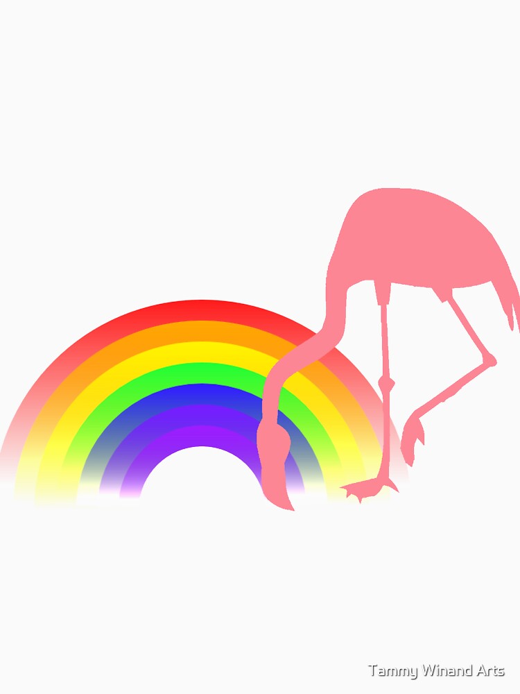 "Pink Flamingo End of the Rainbow" T-shirt for Sale by TammyWinandArt