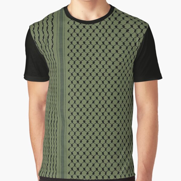 Vista previa del artículo con la obra «Patrón popular palestino Hatta Kufiya # 2-verde oliva, diseño tradicional árabe palestino Keffiyeh», diseñado y vendido por Hurriyyatee.