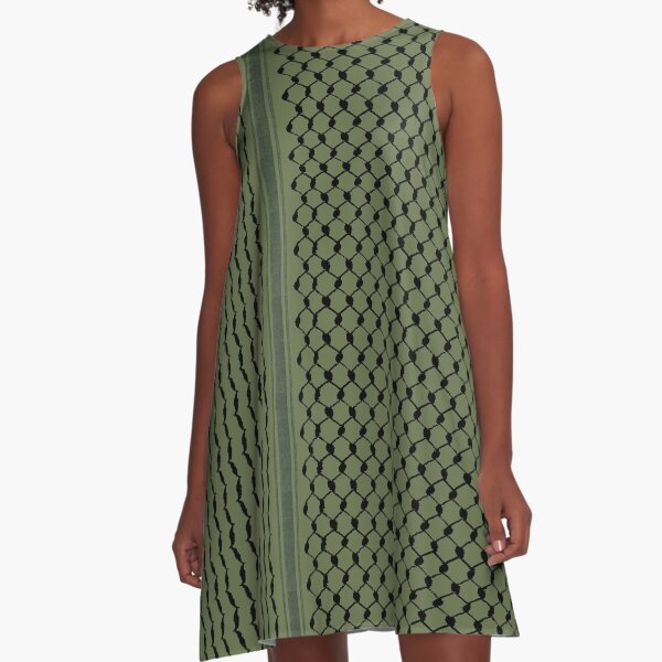Item preview, Palestinian Hatta Kufiya Folk Pattern #2-Olive Green, Palestine Arabic Traditional Keffiyeh Design designed and sold by Hurriyyatee.