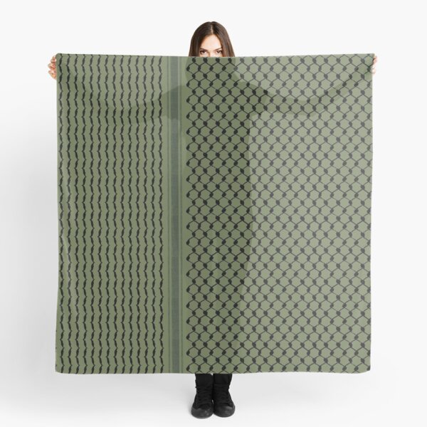 Item preview, Palestinian Hatta Kufiya Folk Pattern #2-Olive Green, Palestine Arabic Traditional Keffiyeh Design designed and sold by Hurriyyatee.