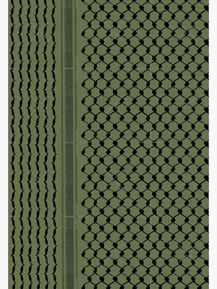 Palestinian Hatta Kufiya Folk Pattern #2-Olive Green, Palestine Arabic  Traditional Keffiyeh Design | Photographic Print