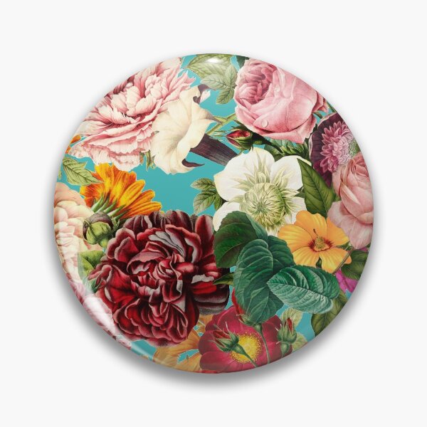 Item preview, Vintage peony garden light blue background cottagecore pattern designed and sold by PG Illustration.