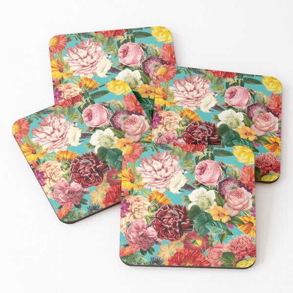Item preview, Vintage peony garden light blue background cottagecore pattern designed and sold by PG Illustration.