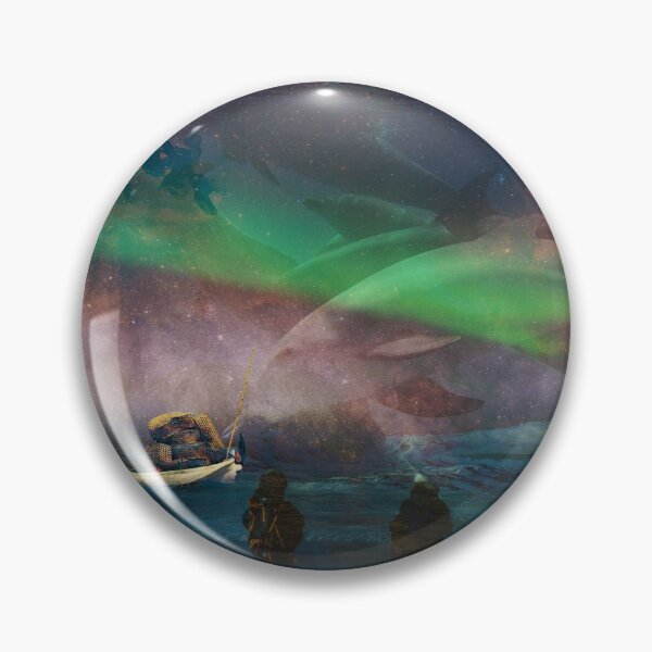Item preview, Psychedelic Trippy Dolphins Northern Lights Aurora Borealis Collage Scenery designed and sold by homeminds.
