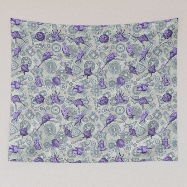Item preview, Ernst Haeckel Purple Peridinea Algae Over Cerulean Diatoms designed and sold by aimeewilson.