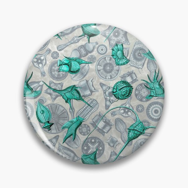 Item preview, Ernst Haeckel Aqua Peridinea Algae Over Cerulean Diatoms designed and sold by aimeewilson.