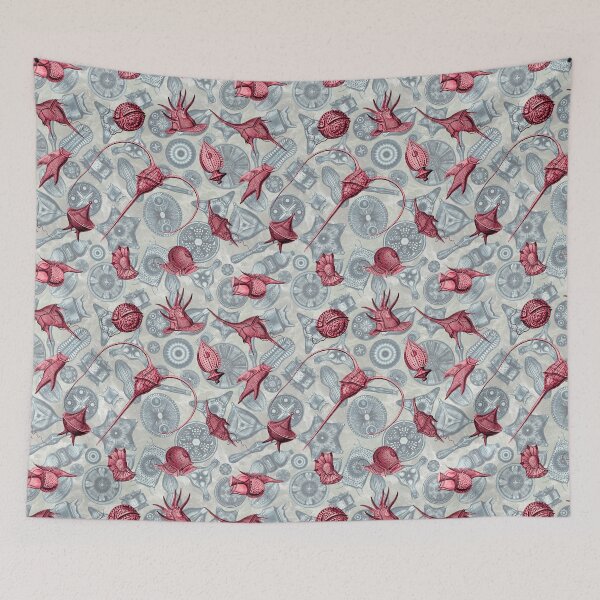 Item preview, Ernst Haeckel Red Peridinea Algae Over Cerulean Diatoms designed and sold by aimeewilson.
