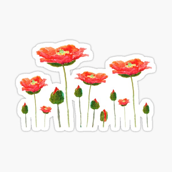 Item preview, hand painted bright orange poppies  designed and sold by ColorandColor.