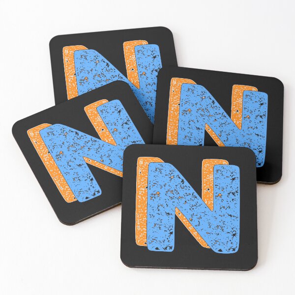 Item preview, Letter N With Sponge Texture (blue and orange) designed and sold by artfulnotebook.