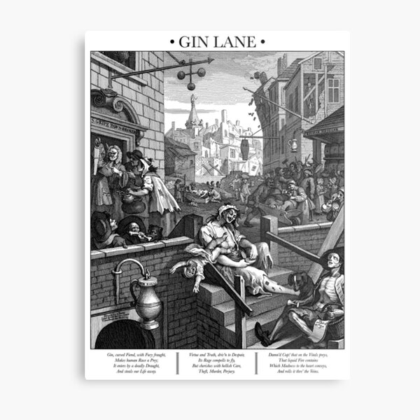 Gin Lane by William Hogarth Metal Print
