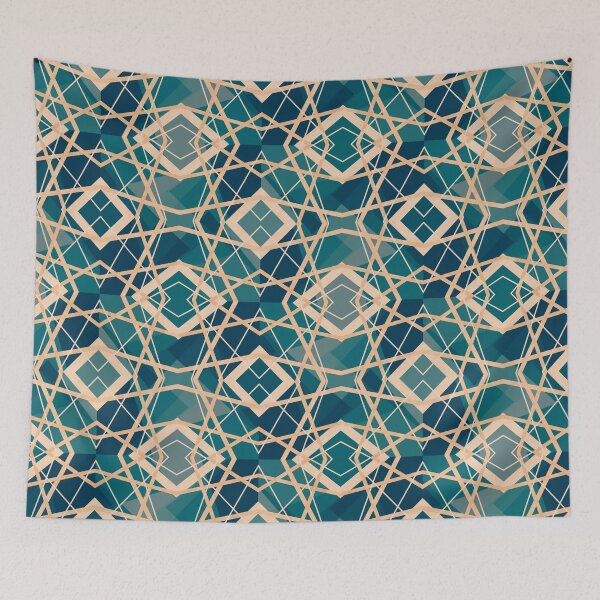 Item preview, Geometric Abstract Pattern in Blue and Gold designed and sold by jociart.