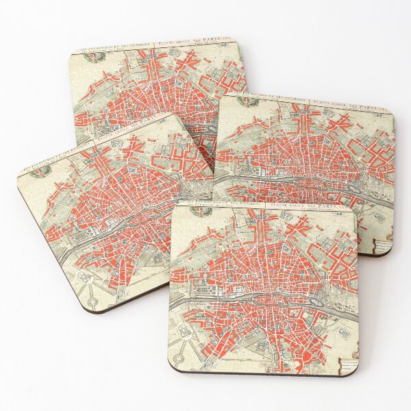 Item preview, Paris vintage old map print designed and sold by maxigold.
