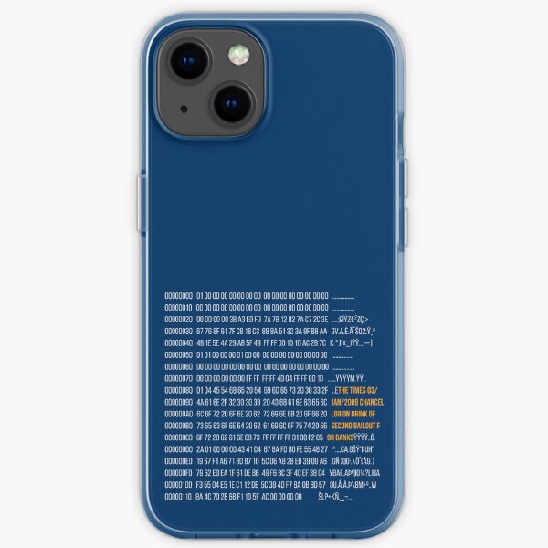 Bitcoin Genesis Block by Satoshi Nakamoto Message 2009 iPhone Soft Case