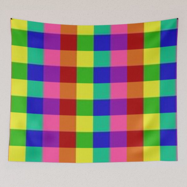 Item preview, Rainbow Checkerboard Gingham Print Pattern designed and sold by TheCatmeow2000.