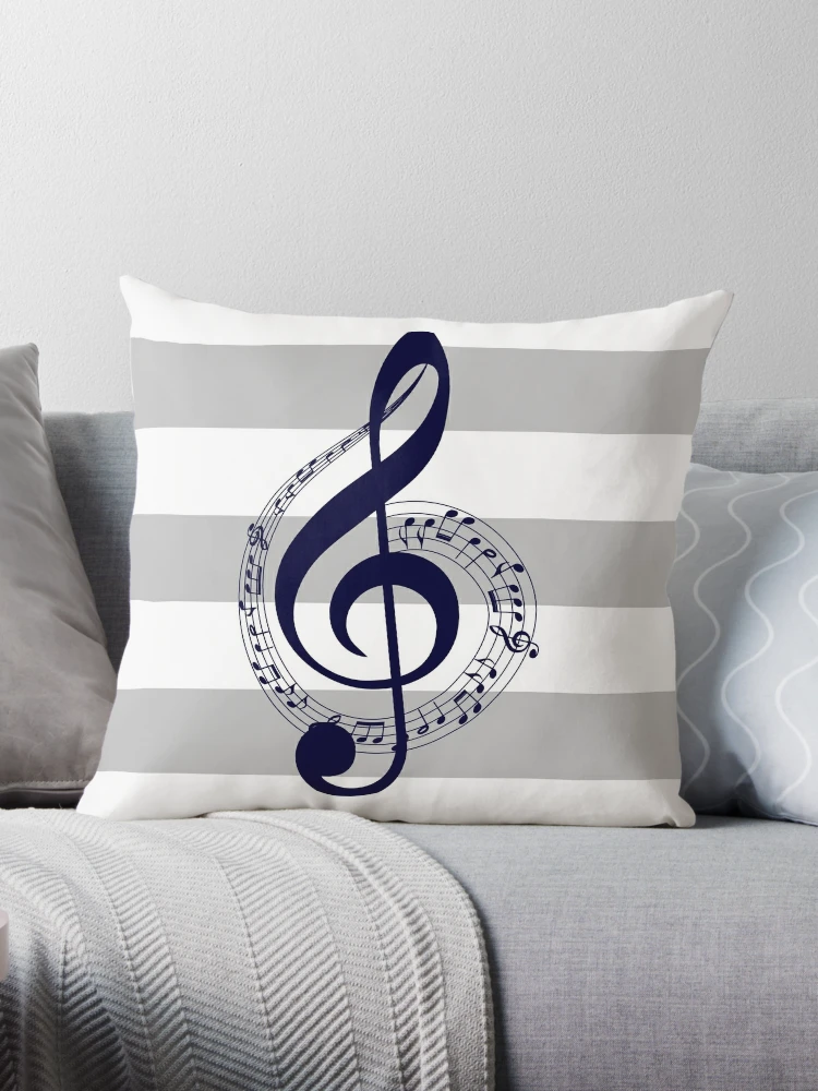 Treble Clef Throw Pillow, Decorative Accent Pillow, Square Cushion