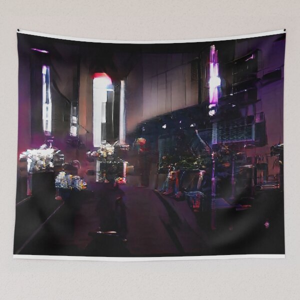 Item preview, Abstract Dark Solarpunk Neon City designed and sold by BioDigital-Jazz.