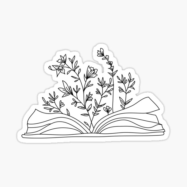 flowers growing from book Sticker for Sale by RanirO