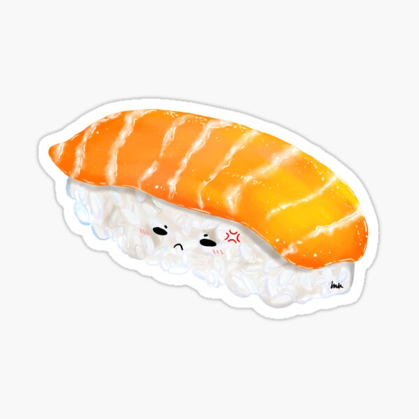 Angry Salmon Nigiri Sticker For Sale By Mkop505 Redbubble