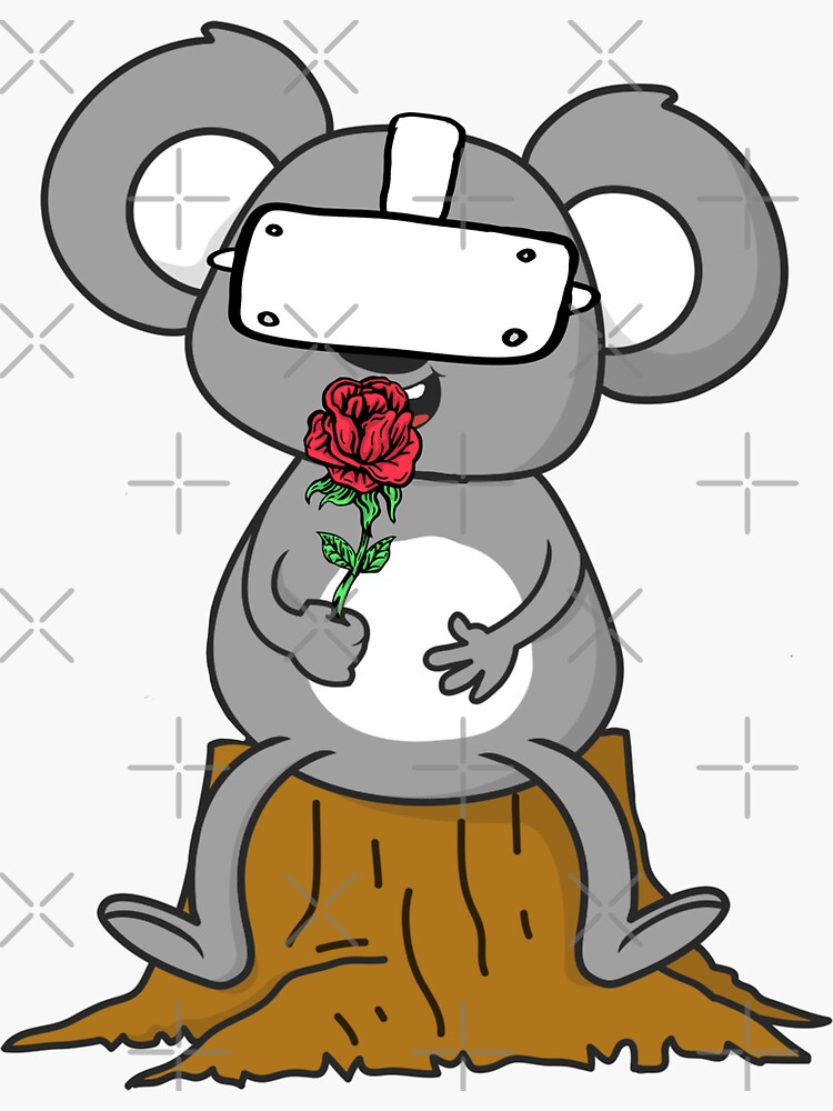 "Koala with rose and VR headset" Sticker by phys Redbubble