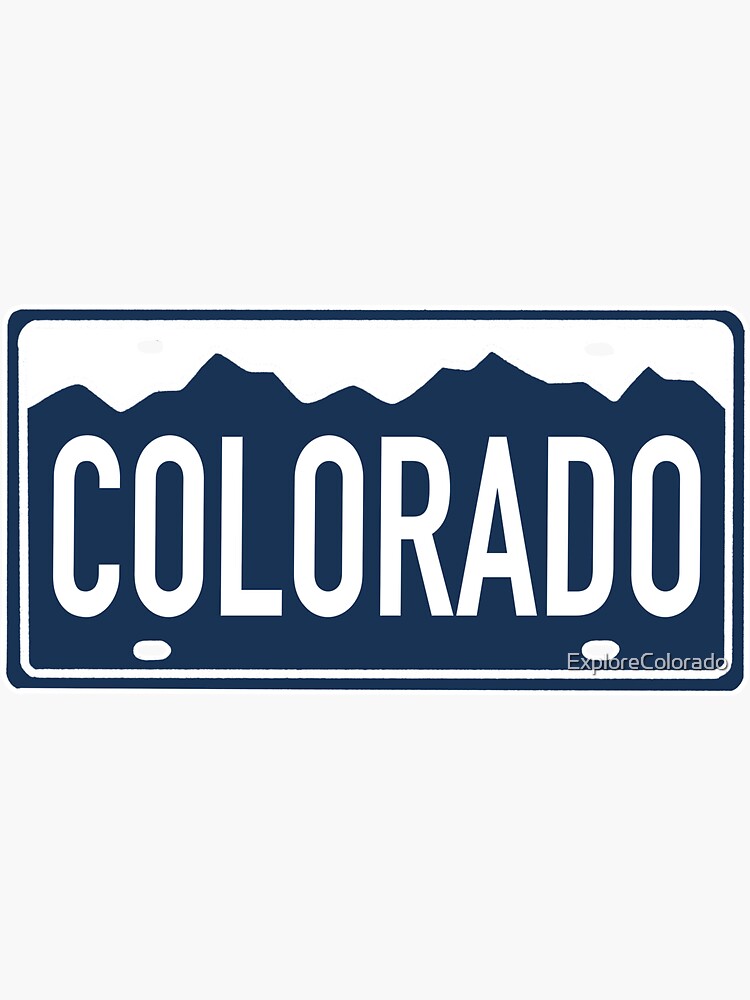 "Colorado White on Blue Colorado License Plate Design" Sticker for