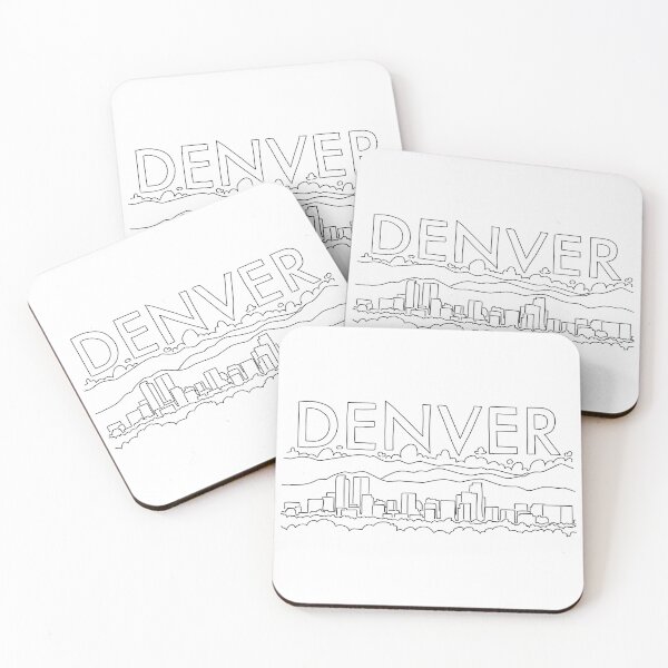 Item preview, Contour Drawing Downtown Denver Skyline Mountains Colorado designed and sold by ExploreColorado.