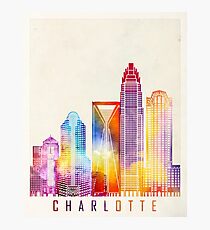 Charlotte landmarks watercolor poster Photographic Print
