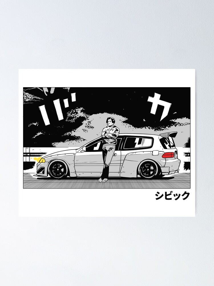 “COOL VIBRATIONS INITIAL D HATCHBACK CIVIC” Poster by bakayaro | Redbubble