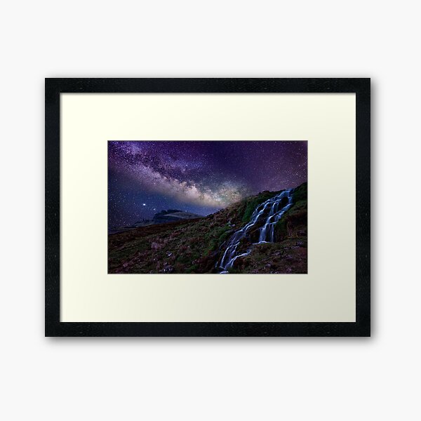 The creek and the milky way Framed Art Print