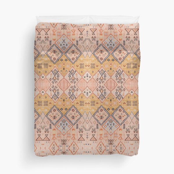 Mustard Yellow Oriental Heritage Boho Traditional Moroccan Desert Style Duvet Cover