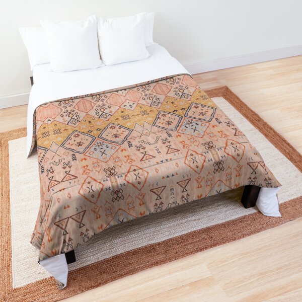 Mustard Yellow Oriental Heritage Boho Traditional Moroccan Desert Style Comforter