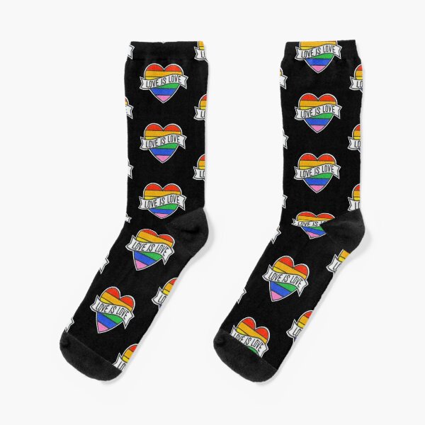 Love Is Love Heart Rainbow LGBTQ Sticker Socks