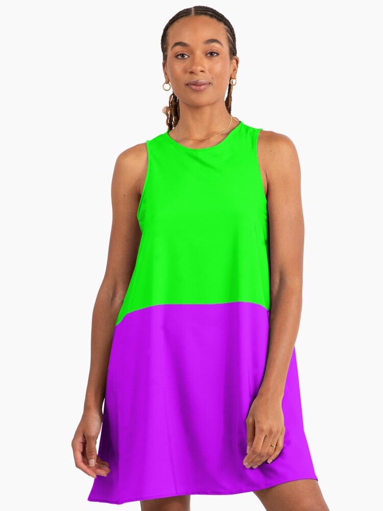 Neon Green & Purple Neon A-Line Dress Neon Green & Purple Neon A-Line Dress