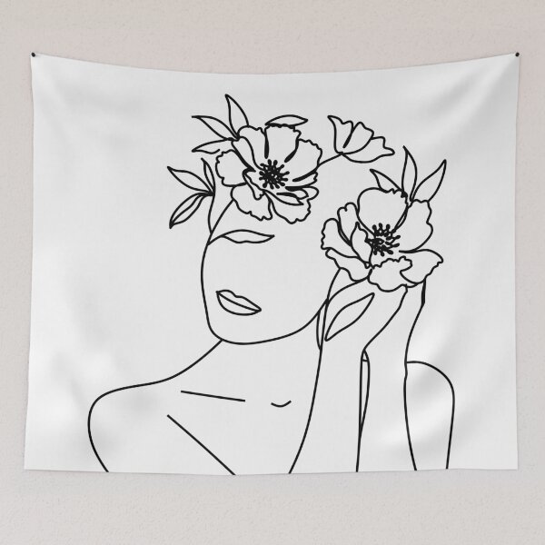 Item preview, Woman, Girl, Flowers, Fashion art, Fashion print, Scandinavian art, Modern art, Wall art, Print, Minimalistic, Modern Poster, Lips print designed and sold by LineHome.