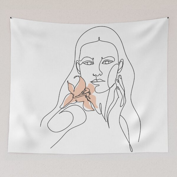 Item preview, Woman with lili, Scandinavian print, Scandinavian, Nordic, Trendy print, Styled, Scandinavian art, Modern art, Wall art, Print, Minimalistic, Modern Poster designed and sold by OneLinePrint.
