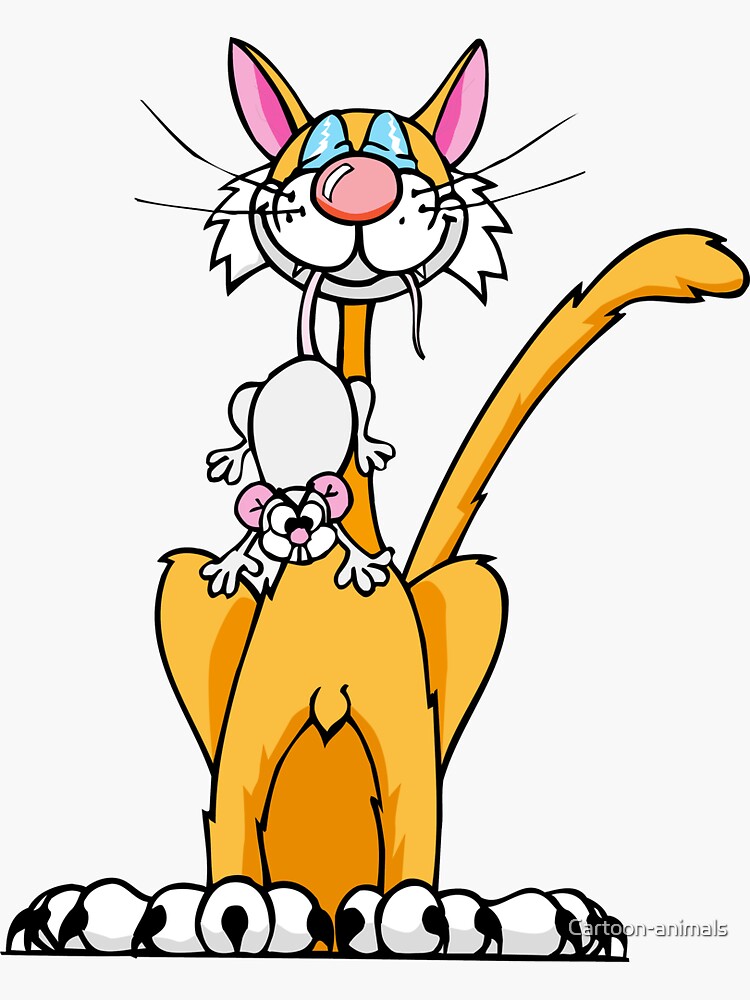 "Mouse and cat" Sticker for Sale by Cartoonanimals Redbubble