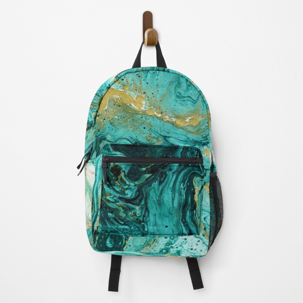 Turquoise Teal And Gold Marble Gemstone Luxury Backpack for Sale by  artsandsoul