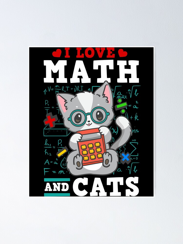 Math Cat Kawaii Poster