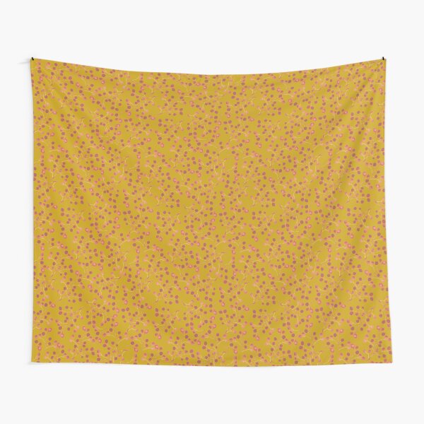 Watercolor hawthorn on yellow pattern Tapestry