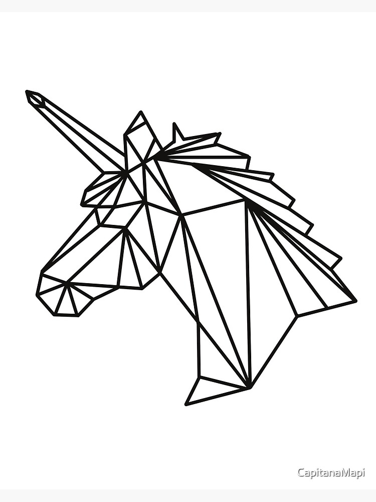 Lámina rígida «Unicornio geométrico Tatuaje tradicional | Animales  geométricos» de CapitanaMapi | Redbubble