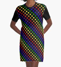 Rainbow Dots (Black) Graphic T-Shirt Dress