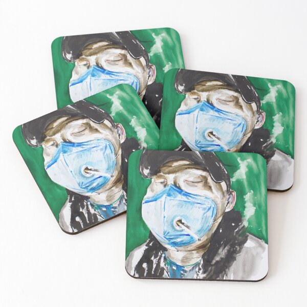 Item preview, "Smart Smoker" painting drawing illustration corona mask fun designed and sold by Anna Härtelt.