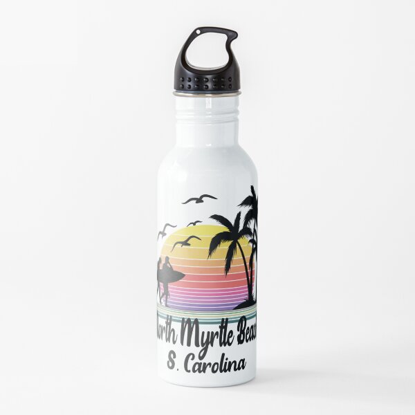 North Myrtle Beach South Carolina Seaside Retro Sunset Water Bottle
