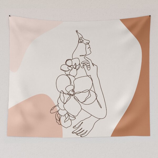 Item preview, Aesthetic female line art poster, woman line drawing, flower line art, modern wall art, bedroom wall art, abstract art designed and sold by OneLinePrint.